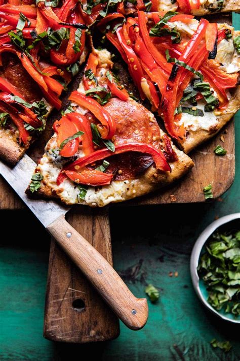 Mediterranean Roasted Red Pepper Pizza Half Baked Harvest