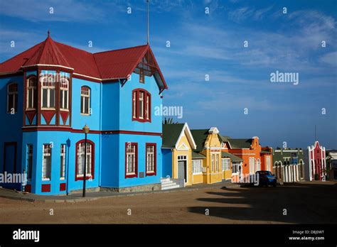 Colourful German Colonial Architecture Luderitz Namibia Africa Stock