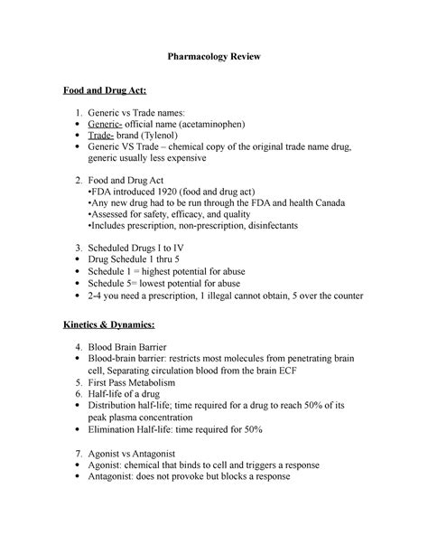 Pharmacology Review - Pharmacology Review Food and Drug Act: Generic vs