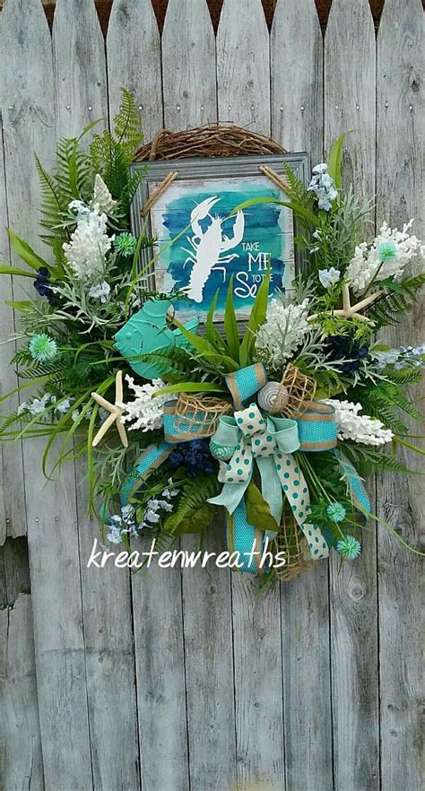 Nautical Cactus Summer Coastal Beach Wreath With Shell Colorful Aquatic