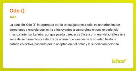 O Que Significa Odo - Significado de la canción 踊 (ODO) (Ado) - LETRAS.COM