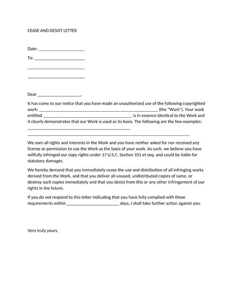 Free Printable Cease And Desist Letter Templates Pdf Word Excel