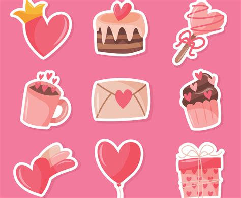 Set Of Valentine Day Sticker Vector Art And Graphics