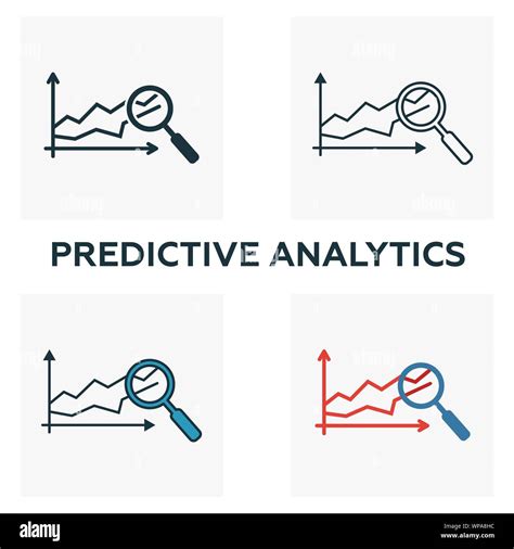 Predictive Analytics Icon Set Four Elements In Diferent Styles From Industry 4 0 Icons