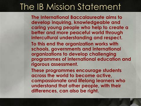 Ppt The Ib Mission Statement Powerpoint Presentation Free Download