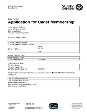 Fillable Online Cadet Form Docx Fax Email Print Pdffiller