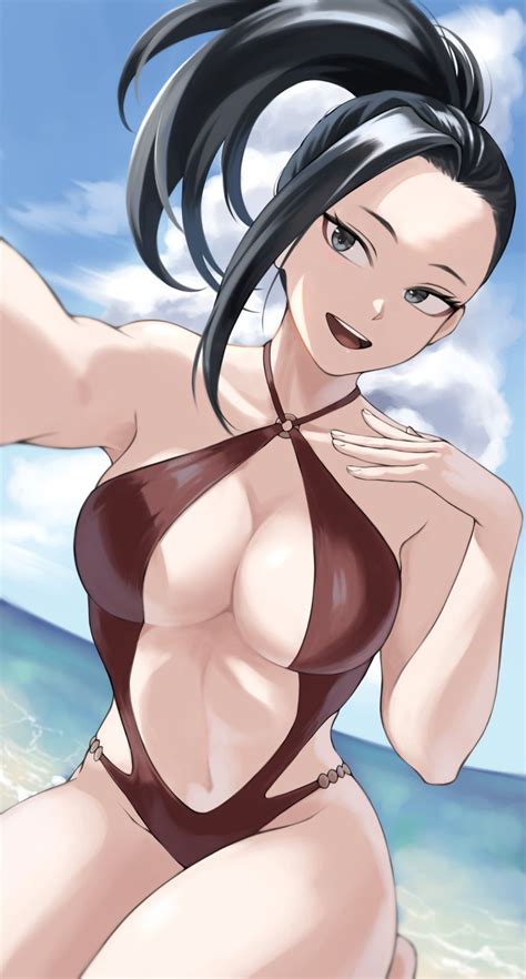 Rule 34 1girls Beach Boku No Hero Academia Bra Furin0241 Looking At Viewer Momo Yaoyorozu My