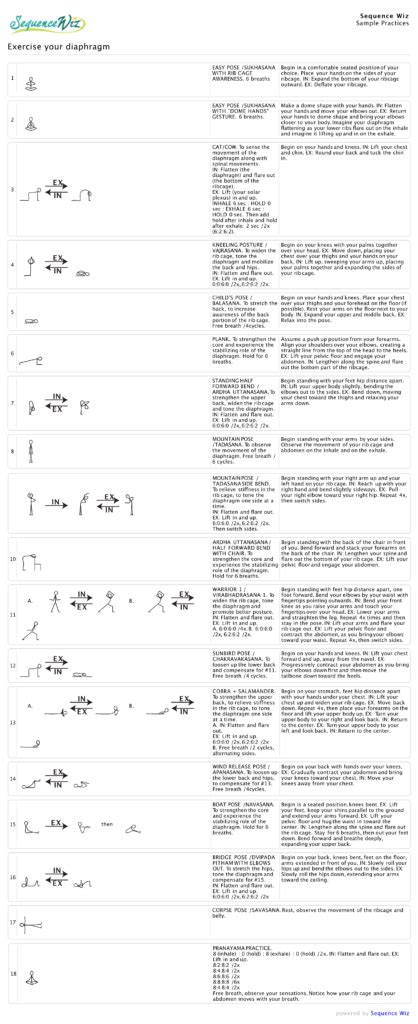 Exercise your diaphragm yoga practice - Sequence Wiz