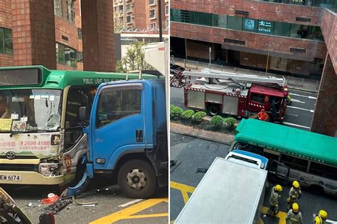 沙田貨車攔腰撞小巴 司機受傷被困｜大紀元時報 香港｜獨立敢言的良心媒體