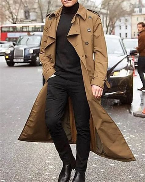 Us 5698 Men Vintage Fashion Solid Long Trench Coat Dressisi