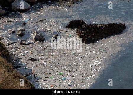 Plastic Pollution At The Italian Coast Near Naples Stock Photo