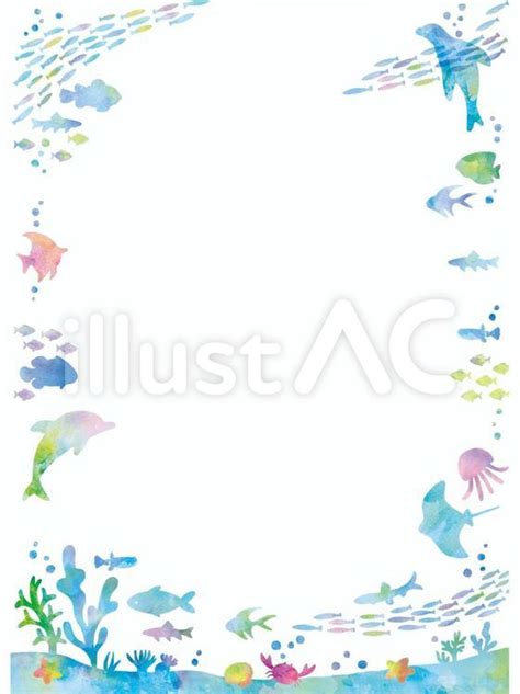 夏っぽい海の生き物フレームイラスト No 797095｜無料イラスト・フリー素材なら「イラストac」