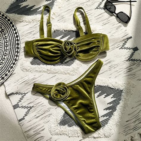 Para Praia Traje De Ba O Floral D Para Mujer Conjunto De Bikini