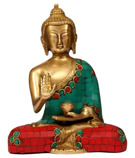 Craftartz Traditional Carvings Brass Buddha Idol 17 X 10 Cms Pack Of 1