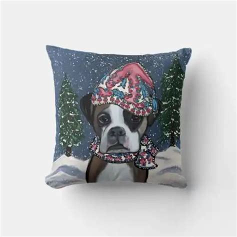 Boxer Dog Christmas Throw Pillows | Christmas Mosaic