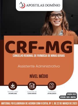 Apostila CRF MG 2023 Assistente Administrativo Apostilas Domínio