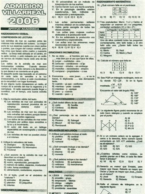 PDF Solucionario de Examen de Admisión UNFV 2006 DOKUMEN TIPS