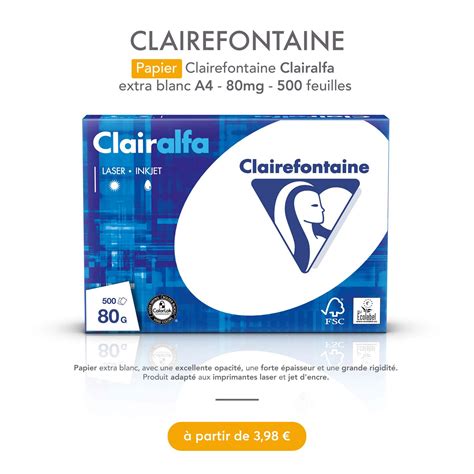 Papier Clairefontaine Clairalfa Extra Blanc A4 80g M2 Blancheur 170