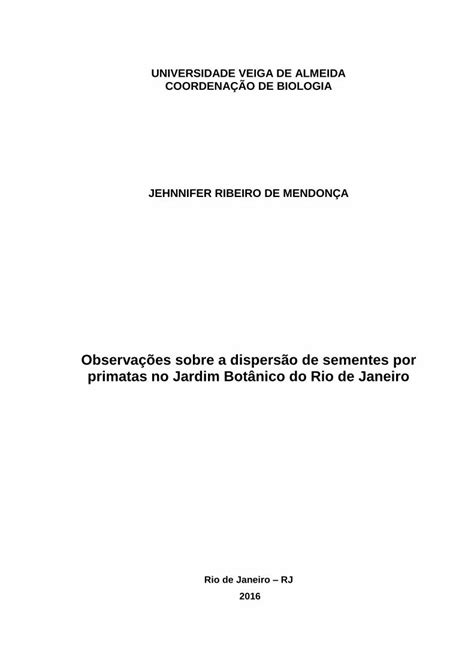 PDF Observações sobre a dispersão de sementes por primatas no