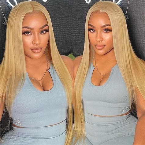 Amazon FTQZKEY Honey Blonde Straight Lace Front Wig 13x4