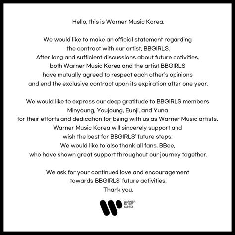 Kontrak Bbgirls Dan Warner Music Korea Berakhir