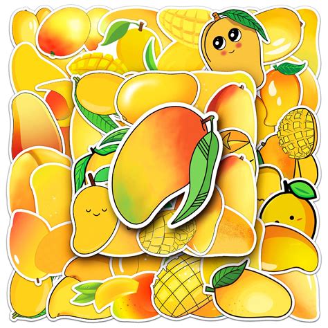 Mango Stickers 50Pcs Cartoon Cute Fruit Stickers for Water Bottle ...