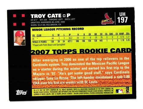 2007 Topps Updates Highlights UH197 Troy Cate St Louis Cardinals EBay