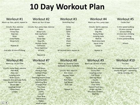 10 Day Workout Plan Biggest Loser Pinterest