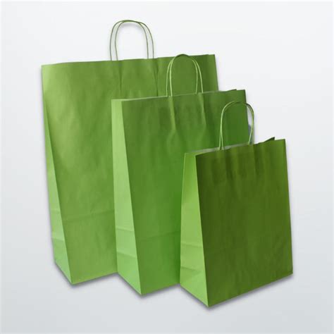 Lime Green Twist Handle Paper Carrier Bag Plain Print On Paper Bags