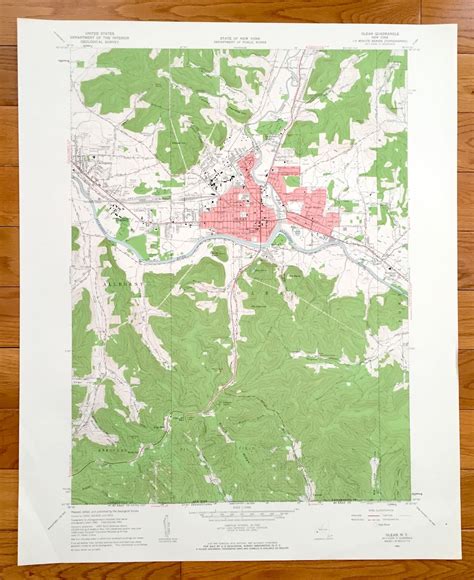 Antique Olean New York 1961 Us Geological Survey Topographic Map