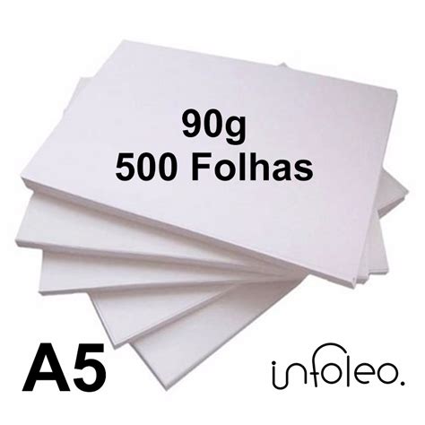 Papel Offset Fosco A5 14 8x21cm 148x210mm 90 Gramas Branco Sem Pauta