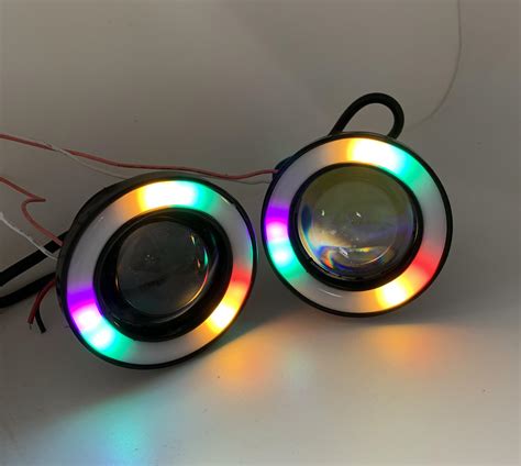 Rgb Colourchange Projector Cob Led Fog Drl Spot Lights Angel Eyes Mm