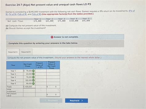 Solved Exercise 24 7 Algo Net Present Value And Unequal Chegg