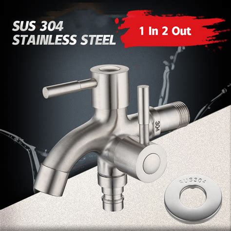 Stainless Steel Two Way Faucet Valvet Bibcock Faucet In Out