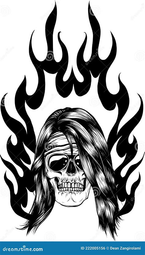 Skull On Fire With Flames Vector Illustration Stock Vector