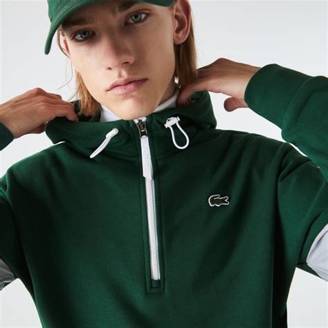 Lacoste Sport Hooded Colourblock Fleece Sweatshirt Green Garmentory