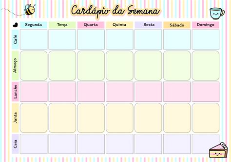 Planner Cardápio Da Semana Meow Papelaria Criativa