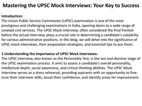 Ppt Mastering The Upsc Mock Interviews Your Key To Success Powerpoint