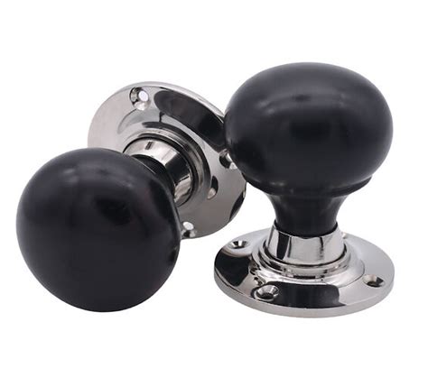 Spira Brass Ebony Bun Rim Mortice Door Knob 60mm Polished Nickel Sb2120pn Sold In Pairs