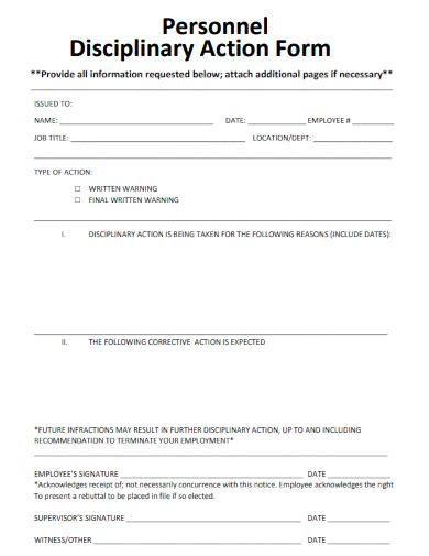 Free Personnel Action Form Samples In Pdf