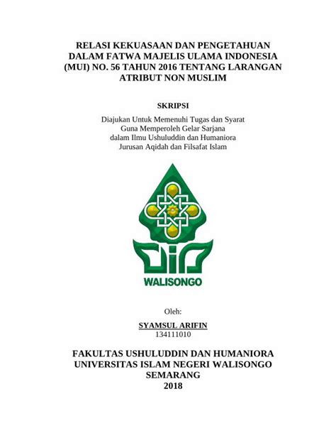 PDF RELASI KEKUASAAN DAN PENGETAHUAN DALAM FATWA Eprints Walisongo