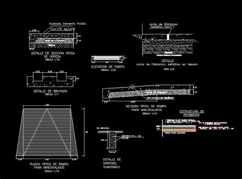 Detalles De Veredas De Concreto En Dwg Kb Librer A Cad