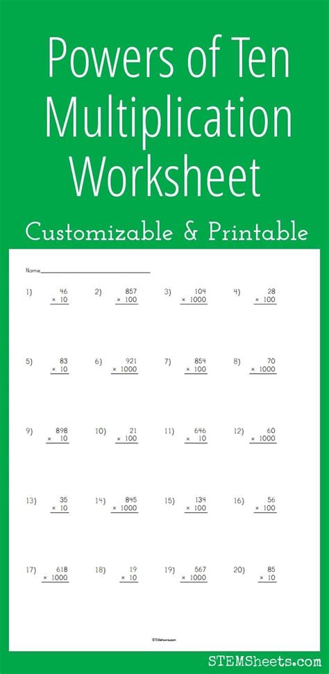 Multiply Powers Of 10 Worksheets