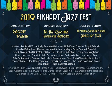 2019 Lineup - Elkhart Jazz Festival