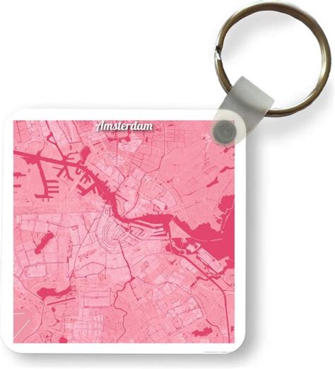 Sleutelhanger Uitdeelcadeautjes Stadskaart Amsterdam Roze