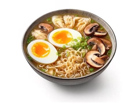 Premium Photo Ramen Soup With Noodles Leek Shiitake Mushroom And Soft