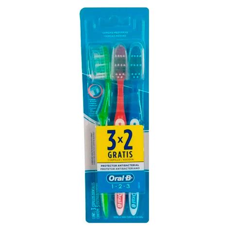 Escova Dental Oral B 123 Média Cores Sortidas Leve 3 Pague 2 Unidades