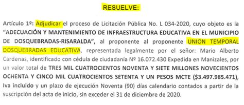 Lo denunció El Expreso y revocan licitación en Dosquebradas pero los