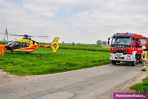 FOTO Akcja ratunkowa pod Kutnem lądował śmigłowiec LPR