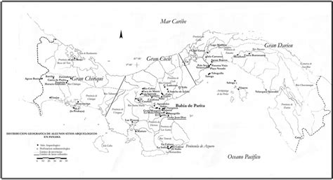 Mapa De Regiones Y Sitios Arqueologicos De Panama